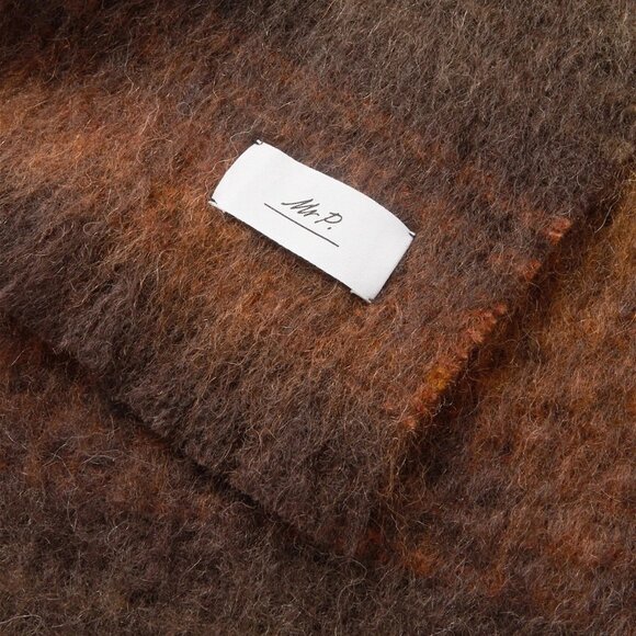 Mr P. - Striped Fringed Mohair-Blend Scarf - Brown - Picture 2 of 3
